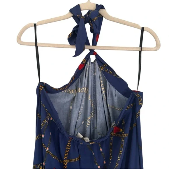 Anthropologie Corey Lynn Calter Blue Printed Wide Leg Jumpsuit Size Large - Picture 5 of 10